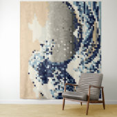 The Great Wave off Kanagawa 8 Bit Pixel Art Wandkleed (In situ)