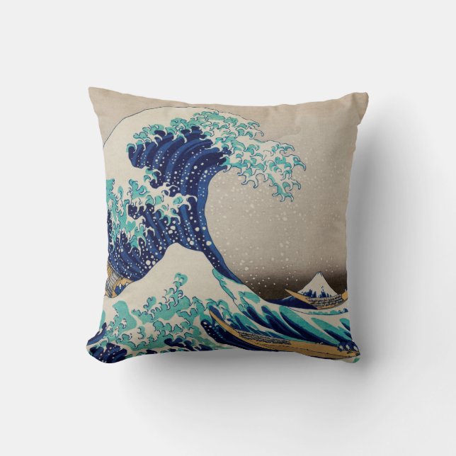 The Great Wave Off Kanagawa Japans Woodblock Kussen (Voorkant)