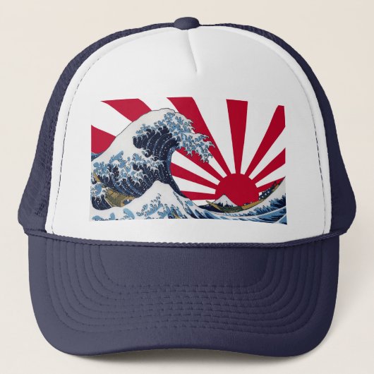 "The Great Wave off Kanagawa"+"Rising sun flag" キ Trucker Pet (Voorkant)