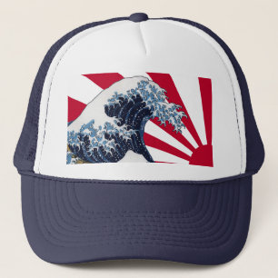 "The Great Wave off Kanagawa"+"Rising sun flag" Trucker Pet