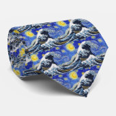 “ The Great Wave off Kanagawa ” + “ Starry night ” Stropdas (Opgerold)