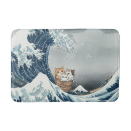 The Great Wave off Kanagawa with Cute Kittens Badmat