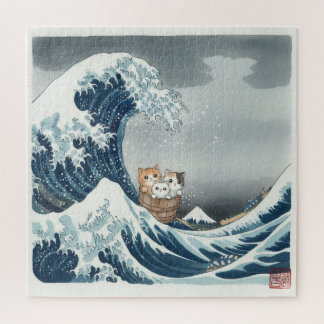 The Great Wave off Kanagawa with Cute Kittens Legpuzzel