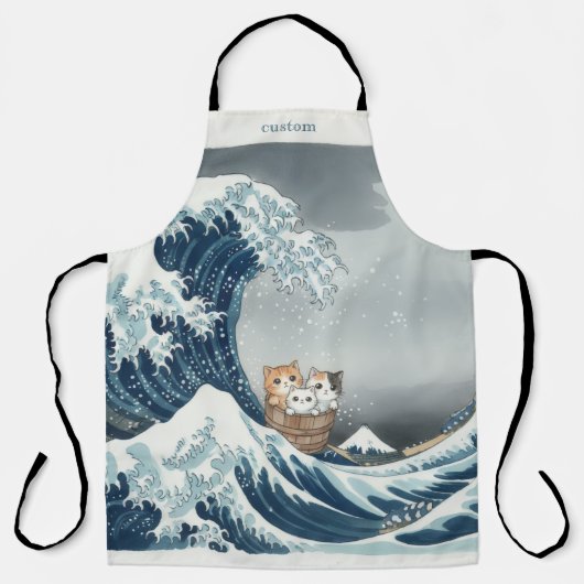 The Great Wave off Kanagawa with Cute Kittens Schort (Voorkant)