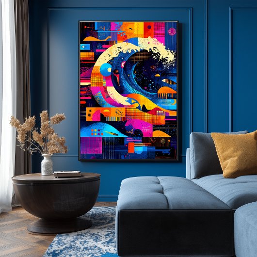 The Great Wave opnieuw geïnterpreteerd in abstract Poster