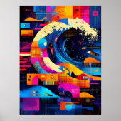 The Great Wave opnieuw geïnterpreteerd in abstract Poster (Voorkant)