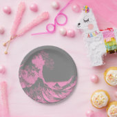 The Great Wave Paper Borden Roze & Grijs Papieren Bordje (Feest)