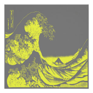 The Great Wave Poster Geel & Grijs