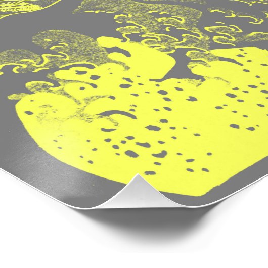 The Great Wave Poster Geel & Grijs (Hoek)