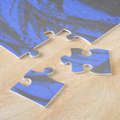 The Great Wave Seafoam Blauw & Grijs Legpuzzel (Zijkant)