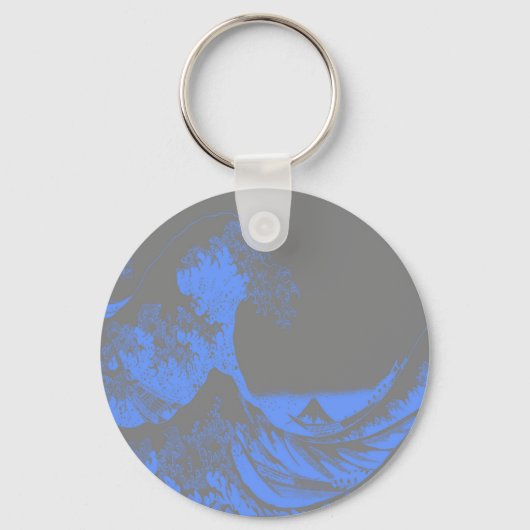 The Great Wave Seafoam Blauw & Grijs Sleutelhanger (Voorkant)