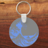 The Great Wave Seafoam Blauw & Grijs Sleutelhanger (Voorkant)