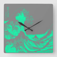 The Great Wave Seafoam Green & Grey Clock