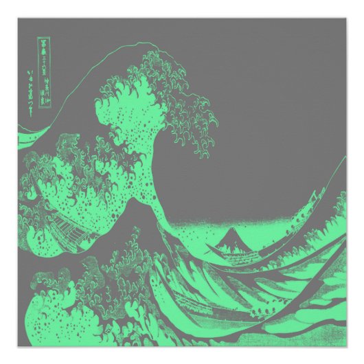 The Great Wave Seafoam Green & Grey Poster (Voorkant)