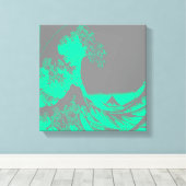 The Great Wave Seafoam Green & Grey Wrapped Canvas (Insitu (Houten vloer))