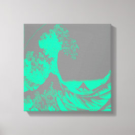The Great Wave Seafoam Green & Grey Wrapped Canvas