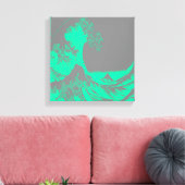 The Great Wave Seafoam Green & Grey Wrapped Canvas Afdruk (Insitu (Woonkamer))