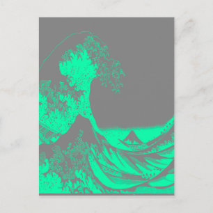 The Great Wave Seafoam Groen & Grijs Briefkaart