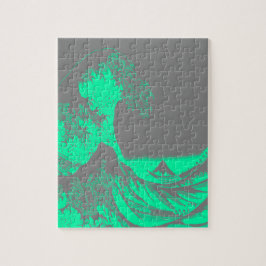 The Great Wave Seafoam Groen & Grijs Legpuzzel