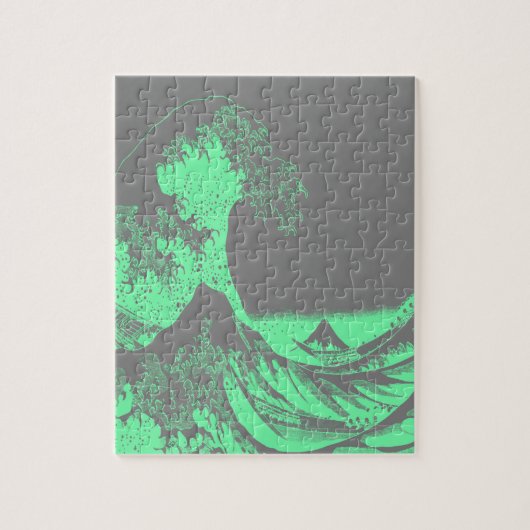 The Great Wave Seafoam Groen & Grijs Legpuzzel (Verticaal)