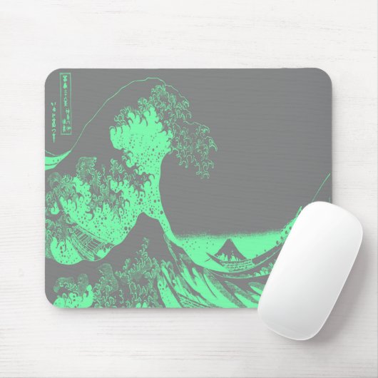 The Great Wave Seafoam Groen & Grijs Muismat (Met muis)