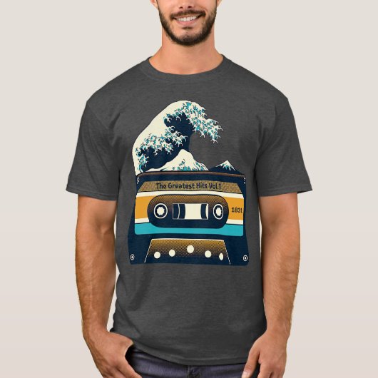 The Great Wave Song of Kanagawa Cassette by Tobe F T-shirt (Voorkant)