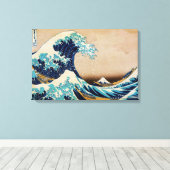 The Great Wave van Hokusai Japans Triple Panel Canvas Afdruk (Insitu (Houten vloer))