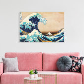 The Great Wave van Hokusai Japans Triple Panel Canvas Afdruk (Insitu (Woonkamer))