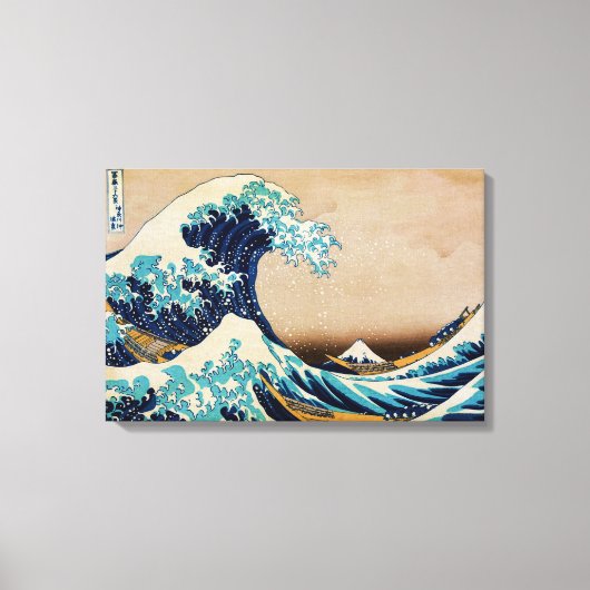 The Great Wave van Hokusai Japans Triple Panel Canvas Afdruk (Voorkant)