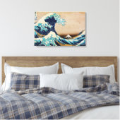 The Great Wave van Hokusai Japans Triple Panel Canvas Afdruk (Insitu (Slaapkamer))