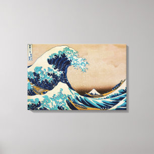 The Great Wave van Hokusai Japans Triple Panel Canvas Afdruk