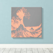 The Great Wave Wrapped Canvas Peach & Grey (Insitu (Houten vloer))