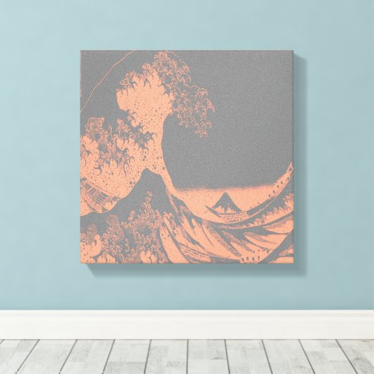 The Great Wave Wrapped Canvas Peach & Grey (Insitu (Houten vloer))