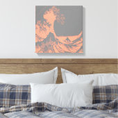 The Great Wave Wrapped Canvas Peach & Grey (Insitu (Slaapkamer))