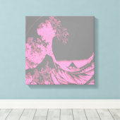 The Great Wave Wrapped Canvas Roze & Grijs (Insitu (Houten vloer))