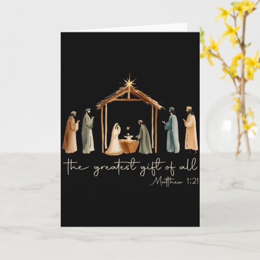 The Greatest Gift For All Christmas Nativity Jesus Kaart (Gele Bloem)