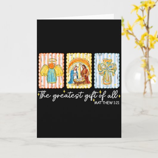 The Greatest Gift For All Christmas Nativity Jesus Kaart (Gele Bloem)