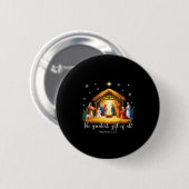 The Greatest Gift For All Christmas Nativity Jesus Ronde Button 5,7 Cm (Voorkant /achterkant)