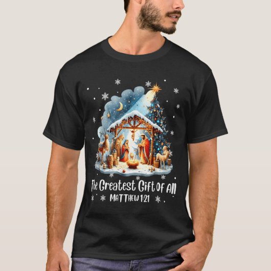 The Greatest Gift For All Christmas Nativity Jesus T-shirt (Voorkant)