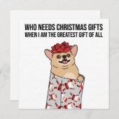 "The Greatest Gift" – Funny Dog Christmas Card Feestdagenkaart (Voorkant / Achterkant)