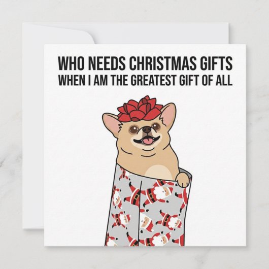 "The Greatest Gift" – Funny Dog Christmas Card Feestdagenkaart (Voorkant)
