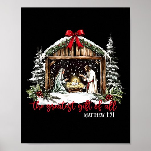 The Greatest Gift Of All Jesus Baby Christian Xmas Poster (Voorkant)