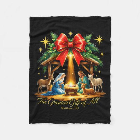 The Greatest Gift Of All Nativity Christian Christ Fleece Deken (Voorkant)