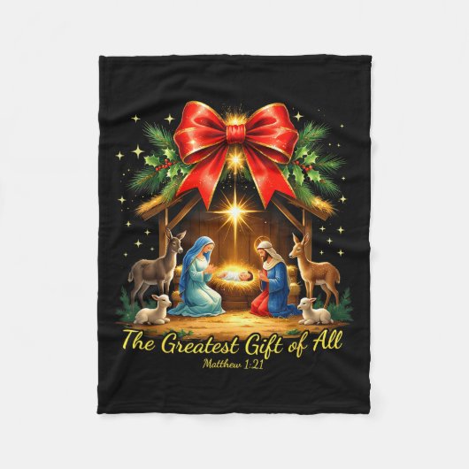 The Greatest Gift Of All Nativity Christian Christ Fleece Deken (Voorkant)