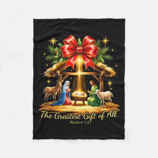 The Greatest Gift Of All Nativity Christian Christ Fleece Deken (Voorkant)