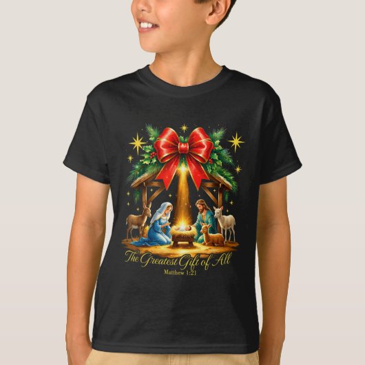The Greatest Gift Of All Nativity Christian Christ T-shirt (Voorkant)