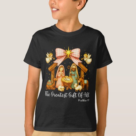 The Greatest Gift Of All Nativity Scene Christian  T-shirt (Voorkant)
