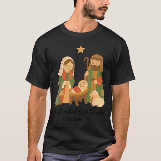 The Greatest Gift Off All Nativity Scene Jesus Mat T-shirt (Voorkant)