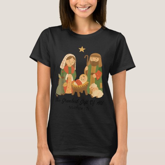 The Greatest Gift Off All Nativity Scene Jesus Mat T-shirt (Voorkant)
