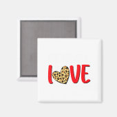 The Greatest Is Love Valentines Day Leopard Heart  Magneet (Voorkant / Achterkant)